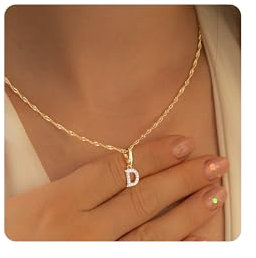 TINGN 14 Karat Gold Vergoldete Gedrehte Panzerkette mit A-Z Zirkon Buchstaben Anhänger - Namenskette Halskette Schmuck für Frauen Mädchen Geschenke