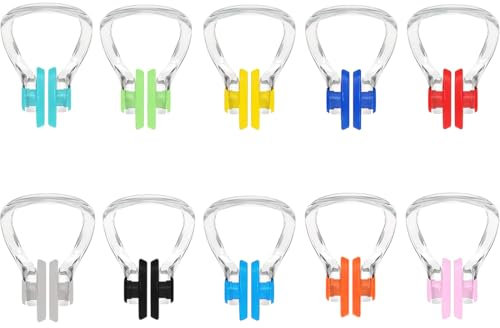 LICQIC Mollette per naso da nuoto, per bambini dai 6 ai 14 anni, 10 pezzi, impermeabili, in silicone, con scatola portaoggetti, per nuoto, nuoto, allenamento, protezione per principianti