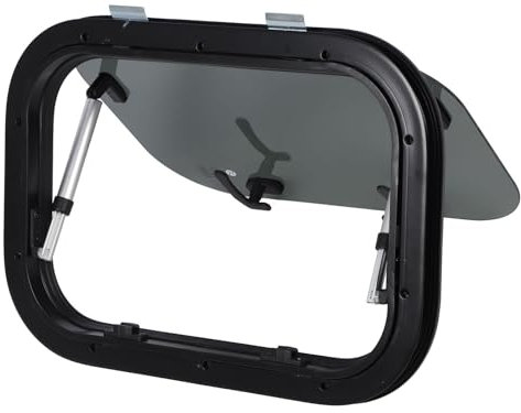 Keenso Ventana para RV, Vidrio Templado con Proteccin, Ventana Abatible con Cortina Solar de Malla para Autocaravanas, Vehculos Recreativos, Vehculos de Construccin