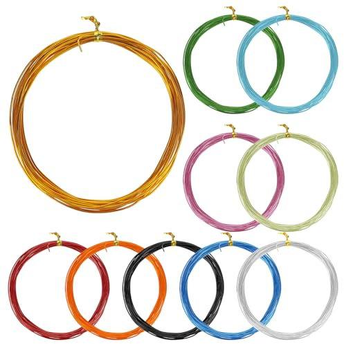 Giantree 10 Rollen 50m Basteldraht, Farben Basteldraht 1mm Schmuckdraht Biegbar Aluminiumdraht Basteldraht Dünn für DIY Schmuck Modellen Skulpturen Kunsthandwerk (10 Farben)