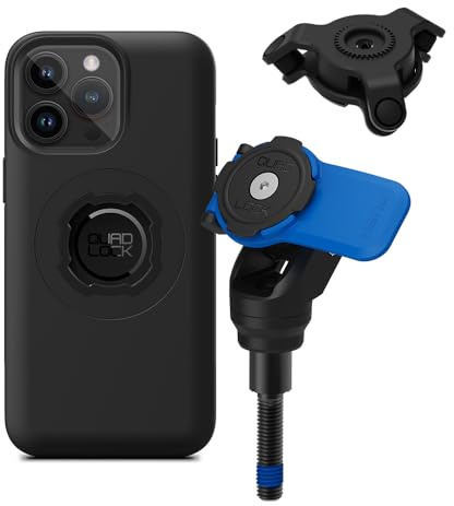 QUAD LOCK Lenkerklemm-Schrauben Handyhalterung für Motorrad mit Vibrationsdämpfer und MAG-Hülle für iPhone 14 Pro Max