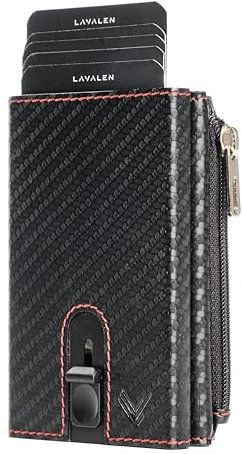 Lavalen Porte Carte Homme PopUp - Petit Portefeuille Homme Cuir Veritable Style Moderne - Porte Carte Bancaire RFID - Portefeuilles et Porte-Cartes - Wallet for Men - Idee Cadeau Original.