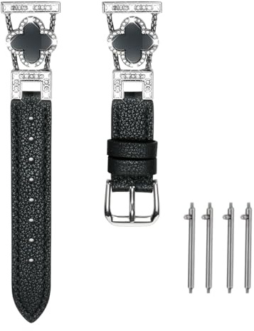 Triblanc Lucky Vierblättriges Kleeblatt Leder Armband 18mm 20mm 22mm Damen Schlanke Dünne Riemen Elegantes Diamantband