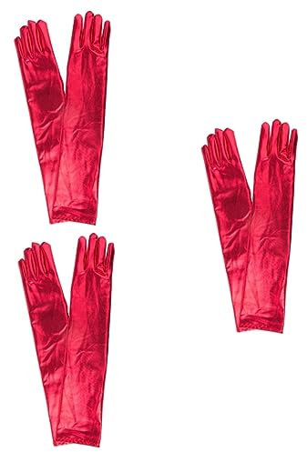 GALPADA 3stücke Cosplay Ballhandschuhe Aus Leuchtendem Kurze Damenhandschuhe Für Kostümpartys Tanzshows Und Besondere Anlässe Rot
