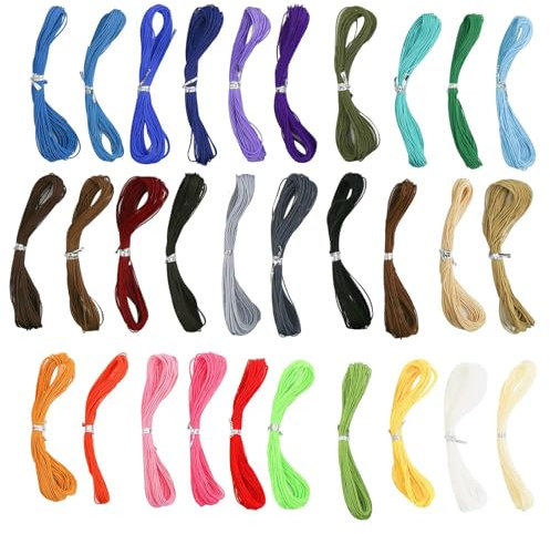 30 Rouleaux Coton Ciré Cordon 1mm Polyester De Ciré Coton 1mm Fil pour Bracelet Macramé Coton Ciré Cordon 30 Couleurs pour Les Bracelets De Bricolage, L'artisanat, La Décoration