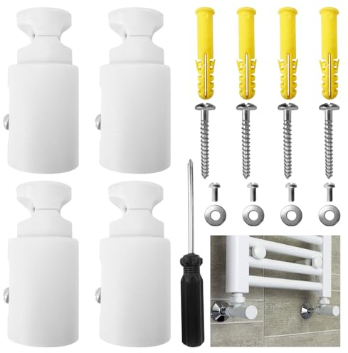 4 Pcs Set Replacement Towel Rail Radiator Brackets, White Brackets
