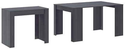 Table console extensible moderne gris foncé avec rallonges - Dimensions fermée : 90 x 50 x 78 cm - Extensible jusqu'à 140 cm