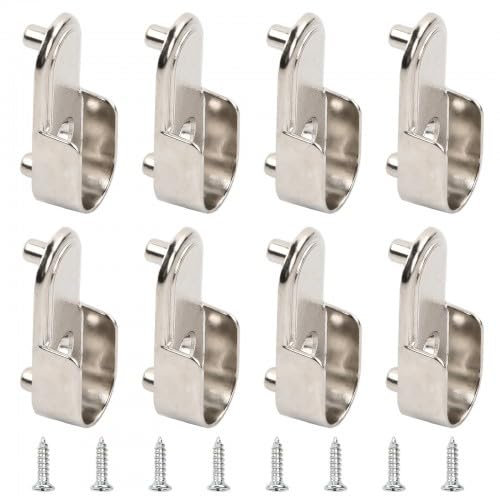 Support Tringle Penderie 8 Pcs, Supports d'Extrémité de Rail, Ovales Supports Rail Bride de Garde-Robe Supports de Tube Penderie avec 8 Vis pour Tringle Rideau, Barre Penderie Vetement, Porte Manteau