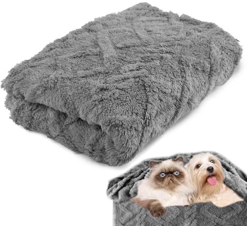 Neerow Hundedecke, 100x150 cm Katzendecke Sofa, Hunde Decke Waschbar, Fleece Haustier Decke Flauschig für Kleine und Mittelgroße Hunde, Katzen Kuscheldecke (Grau)