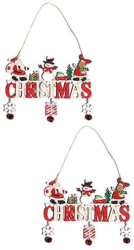 Alipis 2 Stück Weihnachts-Türschild-Anhänger Christmas Door Decorations weihnachtstürdeko Willkommensschild vor der Tür Willkommensschilder für die Haustür weihnachtsdeko Türanhänger Holz