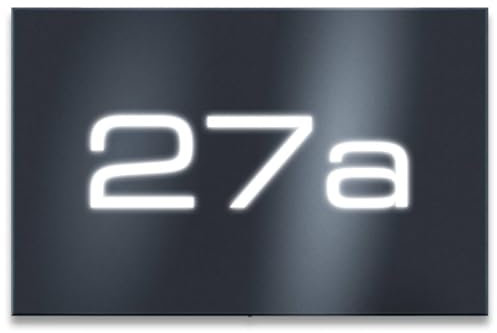 Metzler LED-Hausnummernschild 3-stellig | Edelstahl pulverbeschichtet in Anthrazit RAL 7016 | Beleuchtetes Design-Schild 31x20 cm | witterungsbeständig & modern