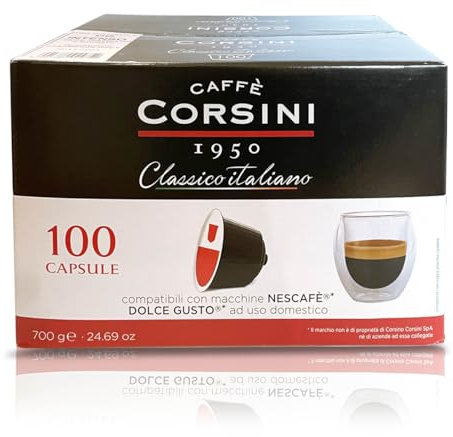 Caffè Corsini - Dolce Gusto Capsules Compatibles, Classique Italien, Goût Intense, 100 Capsules