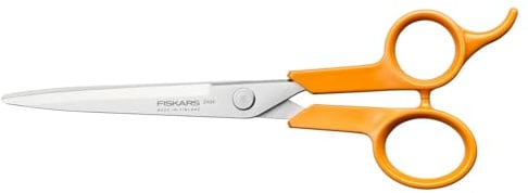 Fiskars Classic Ciseaux de Coiffure, Avec Repose-Doigts, Pour Droitier et Gaucher, Longueur Totale : 17 cm, Poignée Ergonomique Améliorée, Acier de Qualité/Plastique, Orange, 1075062