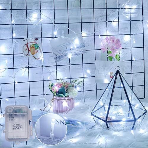Afaiup Fairy Lights Cool White - 3m 30 LED Fairy Lights Battery Operated with Timer | IP65 Garden Party Lights for Indoor, Christmas, Wedding, Garland Decor