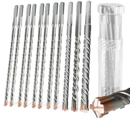 Set 11 Broca para hormigón SDS Plus Ø 4 – 14 × 200 mm,4 cortes de metal duro y doble hélice,para piedra natural,hormigón
