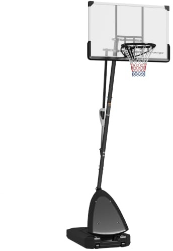 SPORTNOW Canasta de Baloncesto para Exterior Altura Ajustable 150-305 cm | 16 Niveles, Canasta de Baloncesto Portátil con Ruedas, Base Rellenable, Sistema de Retorno, para Adultos y Adolescentes