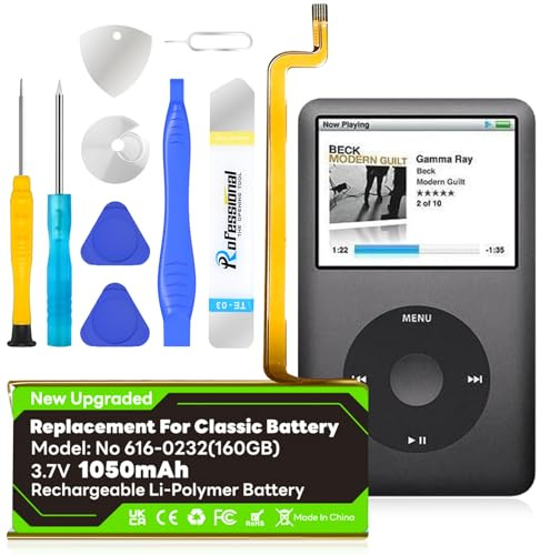 OHZHAO 2026 Upgrade Replacement 1050mAh Battery 616-0232 Compatible with iPod 5th 6th 7th Generation Video Classic A1136 A1238 6th 80GB 6.5th 120GB 7th 160GB 5th 30GB with Repair Tool Kits