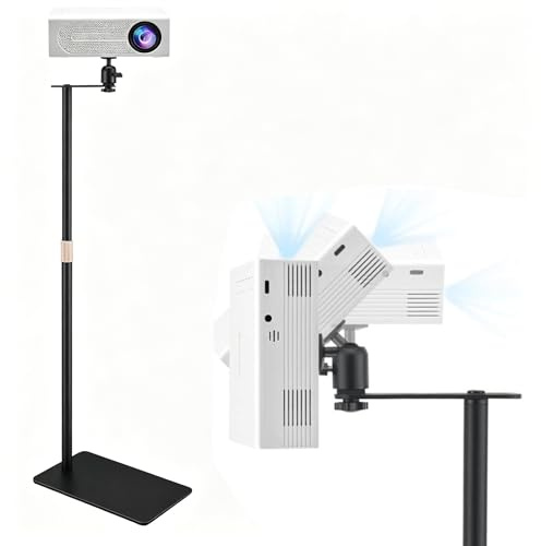 Supporto per Proiettore, Girevole 360°, Dietro il Divano Contro la Parete, Portata 5kg, Altezza Regolabile 30-130 cm, per Casa, Ufficio, Esterno
