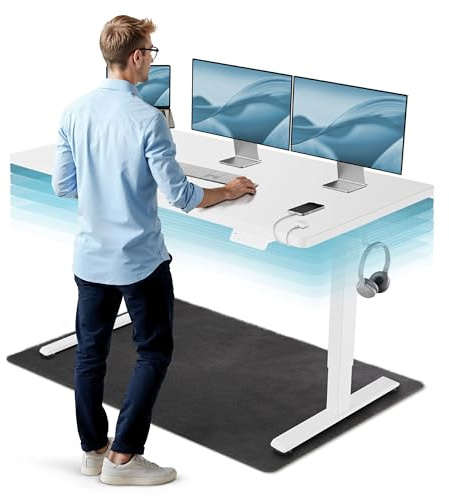 CLOUVOU CleverDesk Höhenverstellbarer Schreibtisch elektrisch [TESTSIEGER] | 160x80cm | Dual-Motor Schreibtisch höhenverstellbar elektrisch | Elektrischer Schreibtisch mit Memory, 2X USB & Kabelversteck