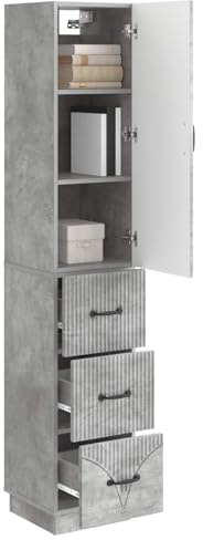 vidaXL Schrankset 2 pcs Betongrau 33 x 34,5 x 87 cm Holzwerkstoff, Effiziente Aufbewahrung, Moderner Schrank mit Schiebetür, Vielseitiger Organizer für Büro und Haushalt