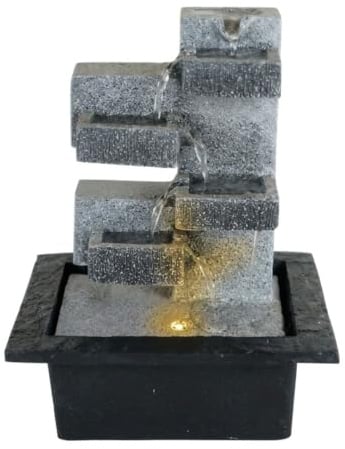 Fuente de Agua Decorativa de Interior Modelo Whitney con Luz LED, Fuente Zen en Cascada Vertical para Salón, Oficina, Dormitorio, Decoración Feng Shui y Relajación