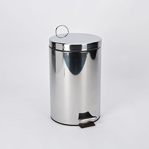 Highlands Waste Pedal Bin with Lid Kitchen Bathroom Office Steel Household Dustbin 3l 5l 12l 20l 30l (12L, Silver)