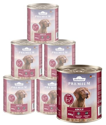 Dehner Premium Hundefutter Adult, Rind, 6 x 800 g (4800 g)