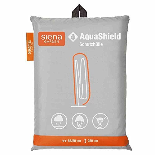 Siena Garden D41181 AquaShield - Custodia protettiva per ombrellone con sistema Active Air, 250 x 60 x 255 cm, colore: Argento/Grigio
