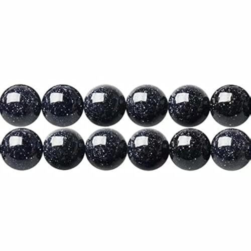 SKYBEADS Perlen zum Basteln 8mm Blau Goldstone Perlen Rund Halbedelstein 38cm Strang Approx 46 Stück