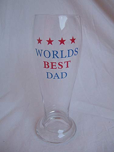 Worlds Best Dad Blue Red Novelty Tankard/Pint Glass with Presentation Box - Fathers Day, Christmas, Birthday