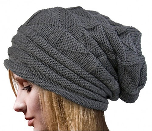 YWLINK Damen Einfarbig Winter Hut HäKeln Wollknit Beanie Warme Kappen Pfahlkappe WollmüTze(Freie Größe,Grau)