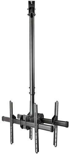 StarTech.com Soporte de Techo para TV - de Dos Lados -Soporte para Dos Pantallas de 32 a 75- Mástil de 1m a 1,5m de Movimiento Total, negro