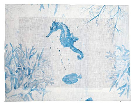 Sottopiatto in Lino Stampato Palau 50x40 cm Celeste