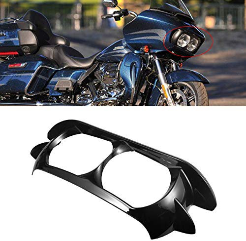 TUINCYN Scheinwerfer Blende Scowl äußere Verkleidung für 2015-2019 Harley Davidson Road Glide (glänzend schwarz)