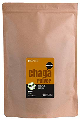 Wohltuer Bio Chagapulver 100g in Rohkostqualität, Chaga Vitalpilz Pulver bio, Chaga Tee aus Wildsammlung