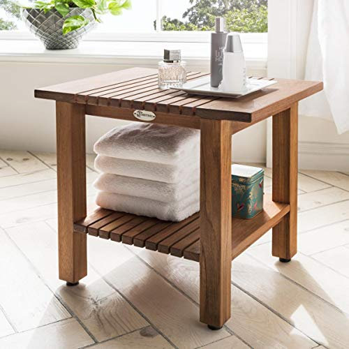 Destiny Teak Beistelltisch SPA & Living geriffelt mit Ablagefach 45x32x44 cm Braun