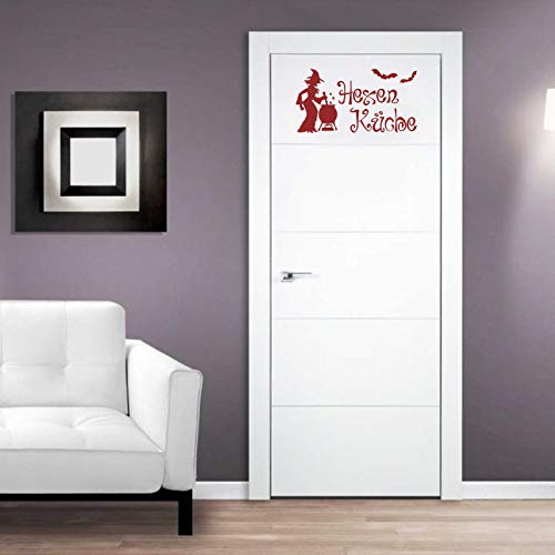 INDIGOS UG - Wandtattoo Wohnzimmer - Wandaufkleber Hexenküche 60cm x 32cm dunkelrot - Aufkleber Kinderzimmer Schlafzimmer Küche Badezimmer Büro Dekoration