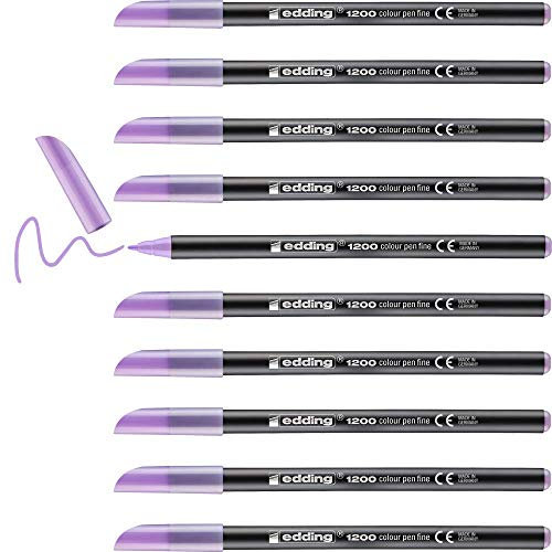 edding 1200 Fasermaler fein - beerig lavendel (lila) - 10 Stifte - Rundspitze 1 mm - Filzstift zum Zeichnen und Schreiben - für Schule, Mandala