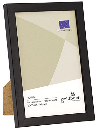 goldbuch 90 0899 Bilderrahmen Skandi 20x30 cm, Einzelrahmen aus Echt Holz, Portraitrahmen zum Stellen, Holzrahmen mit Wandhalterung, Foto Rahmen, Frame schwarz