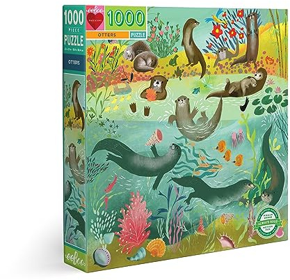 eeBoo Otters 1000-teiliges quadratisches Puzzlespiel für Erwachsene, „Piece and Love“
