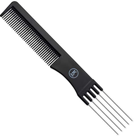 K-Pro Peigne à Crêper Professionnel – Outil de Coiffure pour Volume avec Fourchette Métallique, Dents Fines Antistatiques, Manche Ergonomique pour Coiffeurs & Particuliers