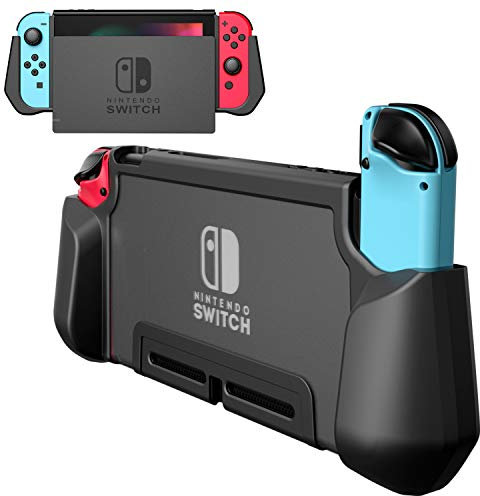 PZOZ Dockable Hülle für Nintendo Switch,(Nicht kompatibel mit der OLED-Version) Ergonomischen TPU und PC Schutzhülle Ultradünne Case Zubehör Kompatibel mit Nintendo Switch (Switch/Schwarz)