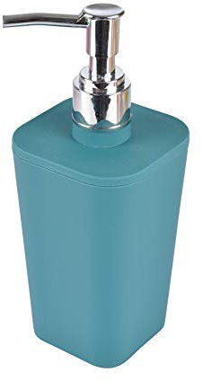 douceur d'intérieur, Distributeur Savon (7.3 x 7.3 x 18 cm) Vitamine Bleu/Emeraude, Plastique Soft Touch