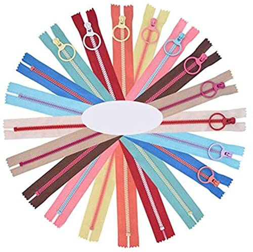 YKKJ 20 Pezzi Cerniere in Resina, Cerniera Colorata con Cerniera ad Anello, per Indumenti da Cucito su Misura (35 cm)