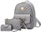 EVEOUT Damen Rucksack PU Leder Lässiger Tagesrucksack zum Reisen Schule Arbeit Schultertasche Rucksack Set(Stil 2 Grau)