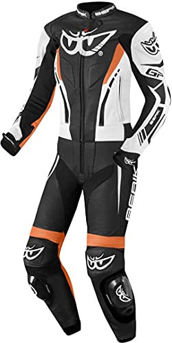 Berik Monza Damen 2-Teiler Motorrad Lederkombi, schwarz/weiß/orange, 42