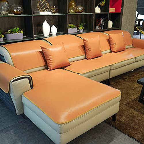 ZYFAB Leder Wasserbeständig Sofabezug,Anti-Slip Schnitt Couch-Abdeckung L-Form Sofahusse Für Haustiere,Liege Armlehne Rückenlehne Sofa-schutzabdeckung-Und 50 * 50cm