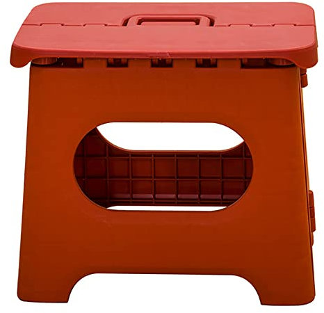 Klappstuhl aus Kunststoff, einfarbig, einfacher Kindergarten Grundschule, Klapphocker, für Erwachsene, Zug, kleine Bank, tragbar, aus Kunststoff, Vintage-Stil, Rot