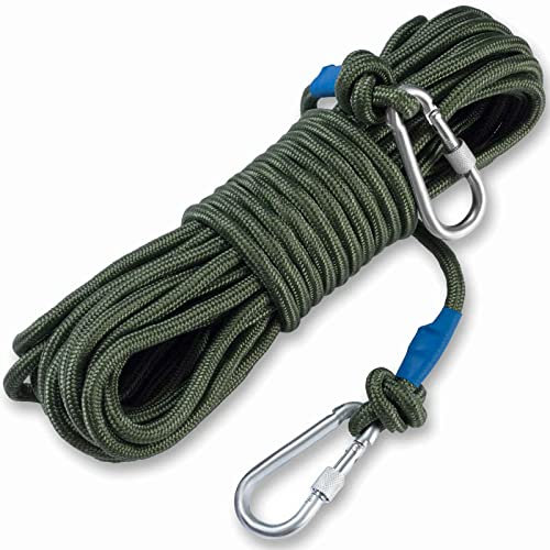 PIOSRTRR Seil 8mm / 30M,Seil mit Karabiner für Magnetfischen,Hängematte,Outdoor,Grün