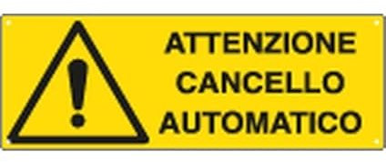 Social Crazy SEGNALETICA industriale 30X12 CM Alluminio Giallo - Montaggio a parete - Avvertimento: attenzione cancello automatico